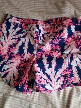 Lilly Pulitzer Navy and Pink Coral-Print Skirt